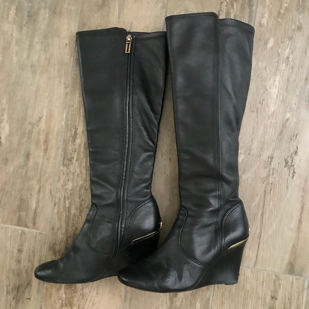 Tory Burch Black Wedge Knee-High Boot